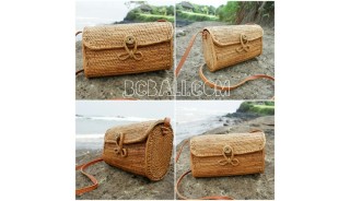 ata grass rattan handbag purses ladies long handle leather